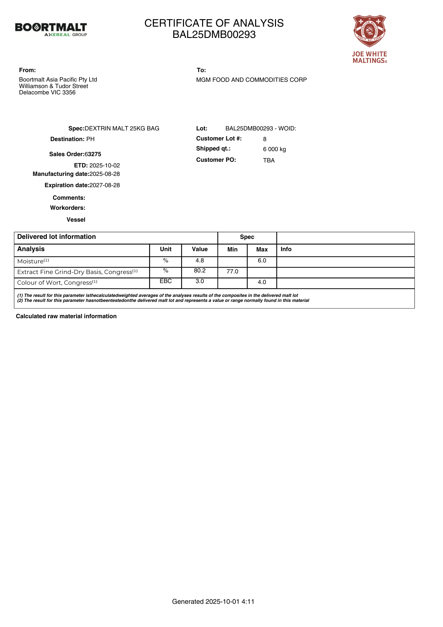 Joe White Dextrin - 100g