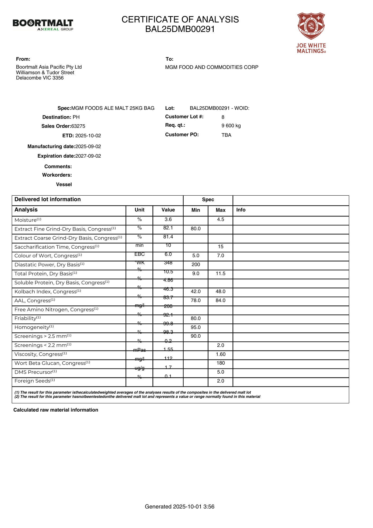 Joe White Traditional Ale Malt - 500g