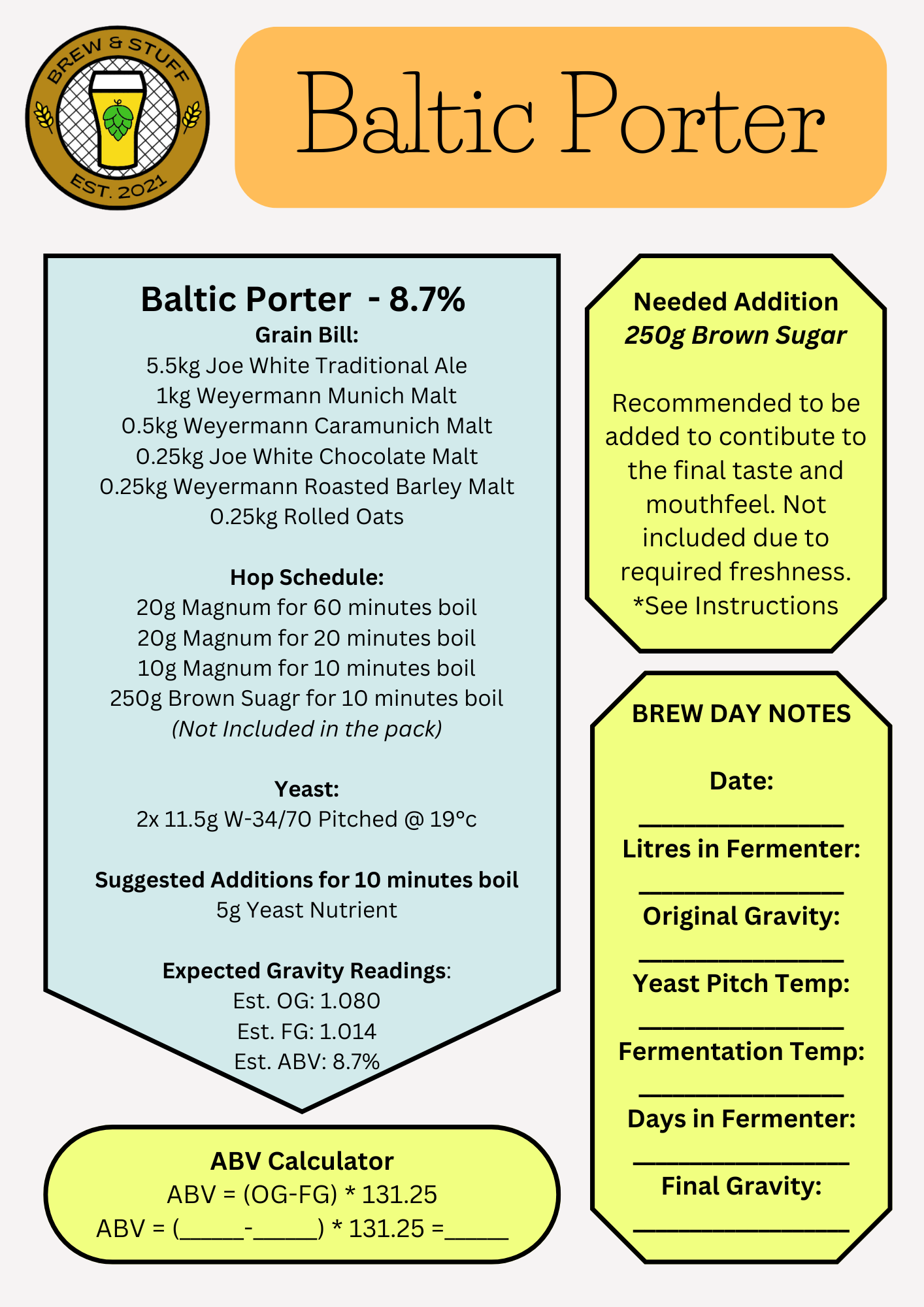 Baltic Porter Recipe Pack