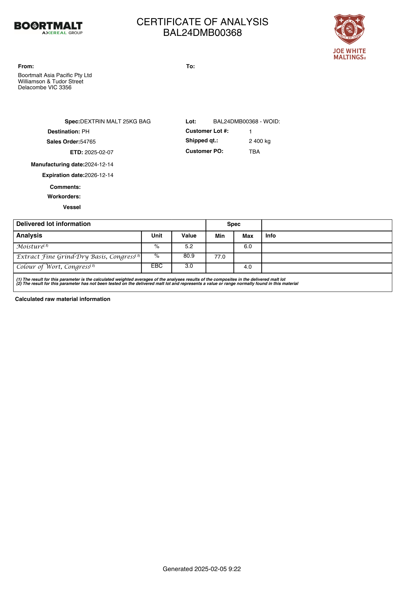 Joe White Dextrin - 100g