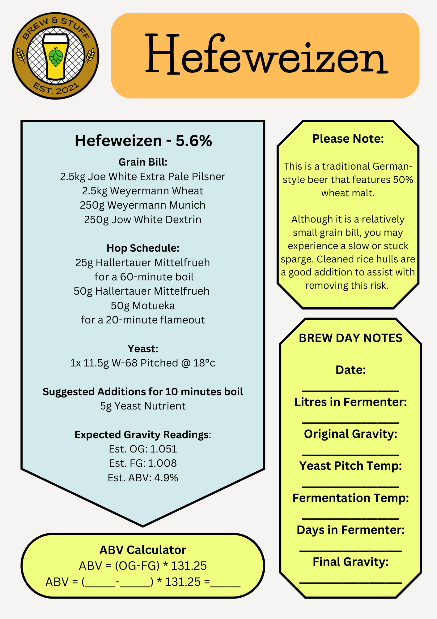 Hefeweizen Recipe Pack